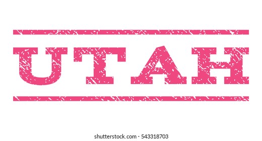 Utah watermark stamp. Text caption between horizontal parallel lines with grunge design style. Rubber seal stamp with dirty texture. Vector pink color ink imprint on a white background.