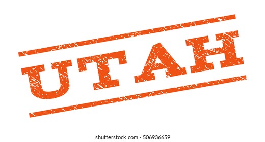 Utah watermark stamp. Text tag between parallel lines with grunge design style. Rubber seal stamp with unclean texture. Vector orange color ink imprint on a white background.