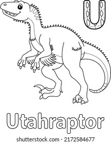 Utahraptor Alphabet Dinosaur ABC Coloring Page U