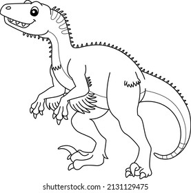 Utahraptor Coloring Isolated Page for Kids