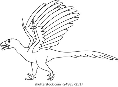 Utahraptor coloring page. Cute flat dinosaur isolated on white background