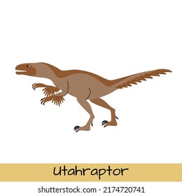 Utahraptor dinosaur vector illustration isolated on white background.