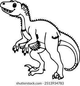 Utahraptor(meaning "thief from Utah" is a genus of large dromaeosaurid that lived in North America during the early Cretaceous period. black and white silhouette is good for learning or education