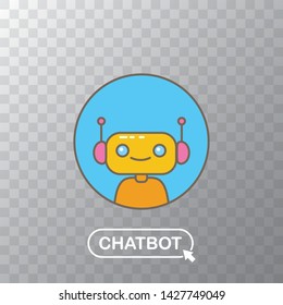 ute chatbot character with notebook or intelligent assistant with speech bubble isolated on transparent background. Vector Funny robot assistant, chatter bot, helper chatbot logo or label 