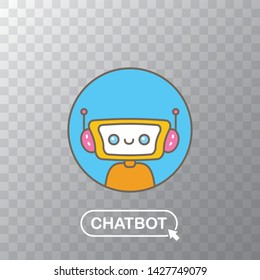 ute chatbot character with notebook or intelligent assistant with speech bubble isolated on transparent background. Vector Funny robot assistant, chatter bot, helper chatbot logo or label 