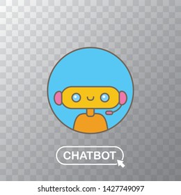 ute chatbot character with notebook or intelligent assistant with speech bubble isolated on transparent background. Vector Funny robot assistant, chatter bot, helper chatbot logo or label 