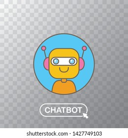 ute chatbot character with notebook or intelligent assistant with speech bubble isolated on transparent background. Vector Funny robot assistant, chatter bot, helper chatbot logo or label 