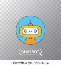 ute chatbot character with notebook or intelligent assistant with speech bubble isolated on transparent background. Vector Funny robot assistant, chatter bot, helper chatbot logo or label 