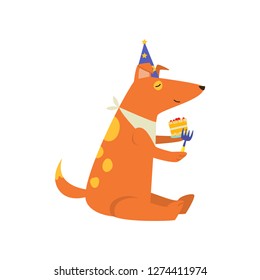  ute cheerful orange dog is having fun and having a great time at a party.