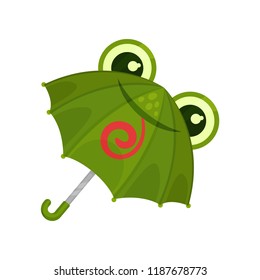  ute green frog umbrella vector Illustration on a white background