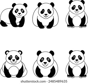 ute panda bear animal baby character doodle line art style concept. Vector graphic design element illustration