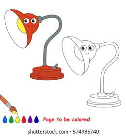 ute Red Table Lamp to be colored, the coloring book for preschool kids with easy educational gaming level.