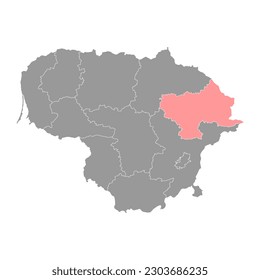 Utena county map, administrative division of Lithuania. Vector illustration.