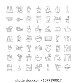 Utencils linear icons, signs, symbols vector line illustration set