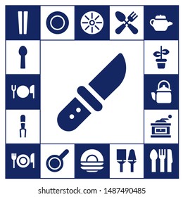 utensil icon set. 17 filled utensil icons.  Simple modern icons about  - Chopsticks, Spoon, Cutlery, Knife, Fork, Pot, Kettle, Grinder, Plate, Pan, Dish, Utensils, Tea pot