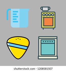 utensil icon set. vector set about oven, guitar pick, stove and measuring cup icons set.