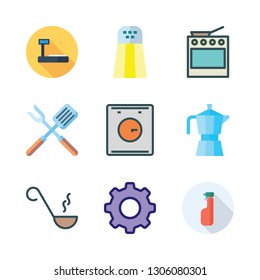 utensil icon set. vector set about dishwasher, ladle, tools and utensils and settings icons set.