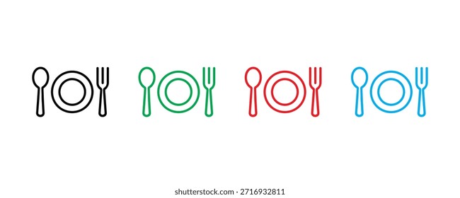 Conjunto de iconos de utensilios de Vector sobre fondo blanco. cubertería, plato, cuchara, tenedor. vajilla, cubiertos, serveware, vajilla. Ilustración vectorial.