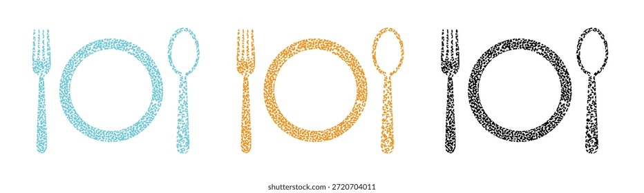 Conjunto de iconos de utensilios de Vector sobre fondo blanco. cubertería, plato, cuchara, tenedor. vajilla, cubiertos, serveware, vajilla. Ilustración vectorial.