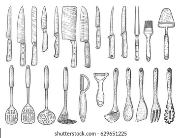 Utensil illustration, drawing, engraving, ink, line art, vector