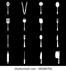 Utensil kitchen tools icons set illustration