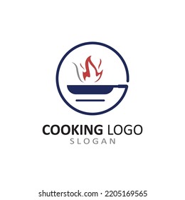 Utensilienlogo zum Kochen mit Vektorkonzept