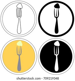 Utensil logo, emblem. Food elements set. Cafe, menu sign.