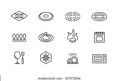 Utensil properties and destination vector icon set