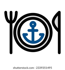 utensil with sea anchor on plate