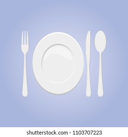 Utensil set, dish, fork, spoon and knife.eps
