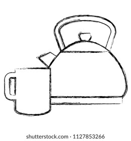 utensil teapot with cup