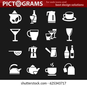 utensils for bavarages vector icons for user interface design