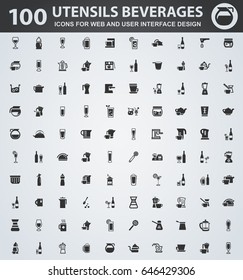 Utensils beverages icons for web and user interface design