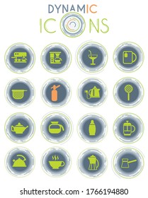 utensils for beverages vector icons on white background with dynamic lines for animation