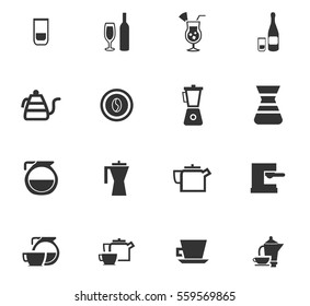 utensils for beverages vector icons for user interface design