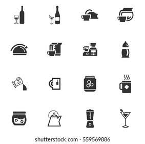 utensils for beverages vector icons for user interface design
