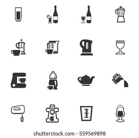 utensils for beverages vector icons for user interface design