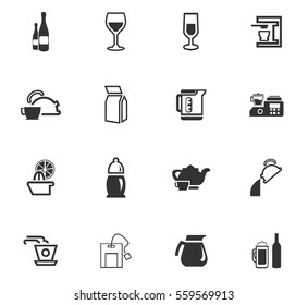 utensils for beverages vector icons for user interface design