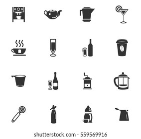 utensils for beverages vector icons for user interface design