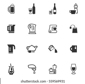 utensils for beverages vector icons for user interface design