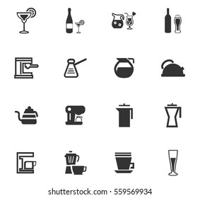 utensils for beverages vector icons for user interface design