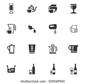 utensils for beverages vector icons for user interface design