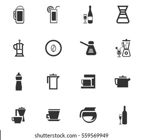 utensils for beverages vector icons for user interface design