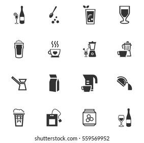 utensils for beverages vector icons for user interface design