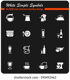 utensils for beverages vector icons for user interface design
