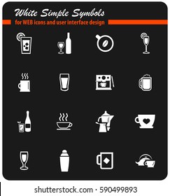 utensils for beverages vector icons for user interface design