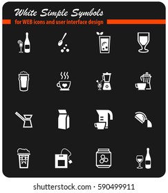 utensils for beverages vector icons for user interface design