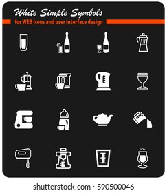 utensils for beverages vector icons for user interface design