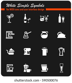 utensils for beverages vector icons for user interface design