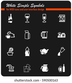 utensils for beverages vector icons for user interface design